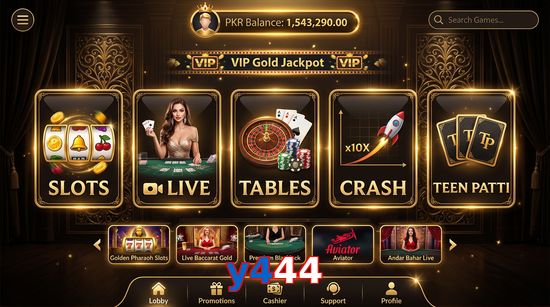 Main screen of Y444 casino page for PK players